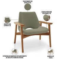 Kit 02 Poltronas Decorativa Para Sala De Estar Living Base Madeira Becker L02 Bouclê Oliva - Lyam Decor - 7