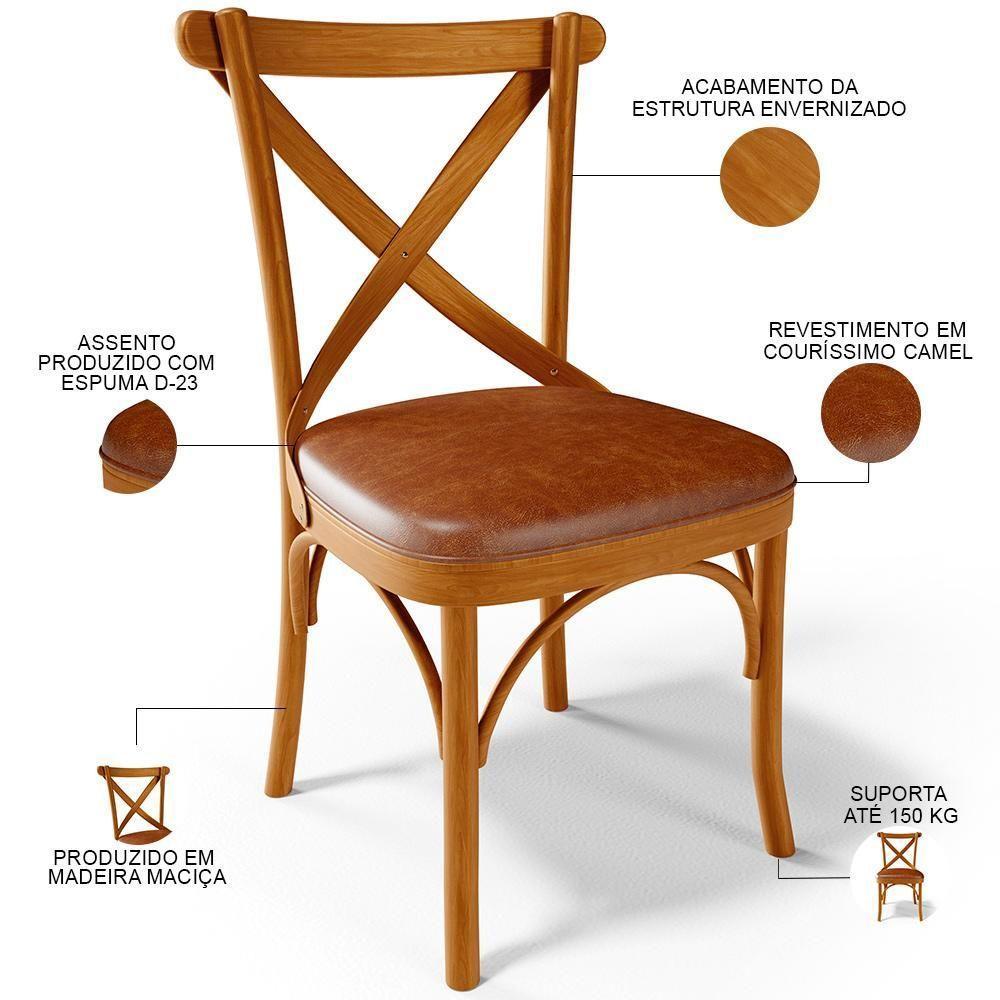 Kit 08 Cadeiras Para Sala De Jantar E Estar Living Estofada ávila L02 Couríssimo Camel - Lyam - 6