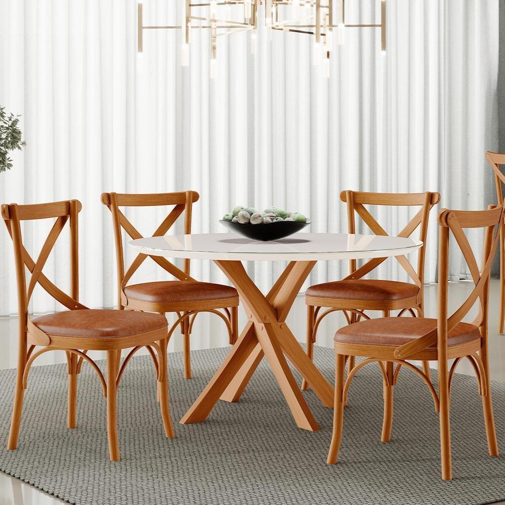 Kit 08 Cadeiras Para Sala De Jantar E Estar Living Estofada ávila L02 Couríssimo Camel - Lyam - 8