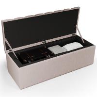 Calçadeira Recamier Baú Para Cama De Casal King Dália 195x50 Cm W01 Linho Cru - Lyam - 2