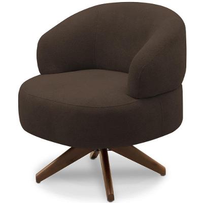 Poltrona Decorativa Giratória Sala De Estar Living Seven F04 Veludo Marrom - Lyam Decor