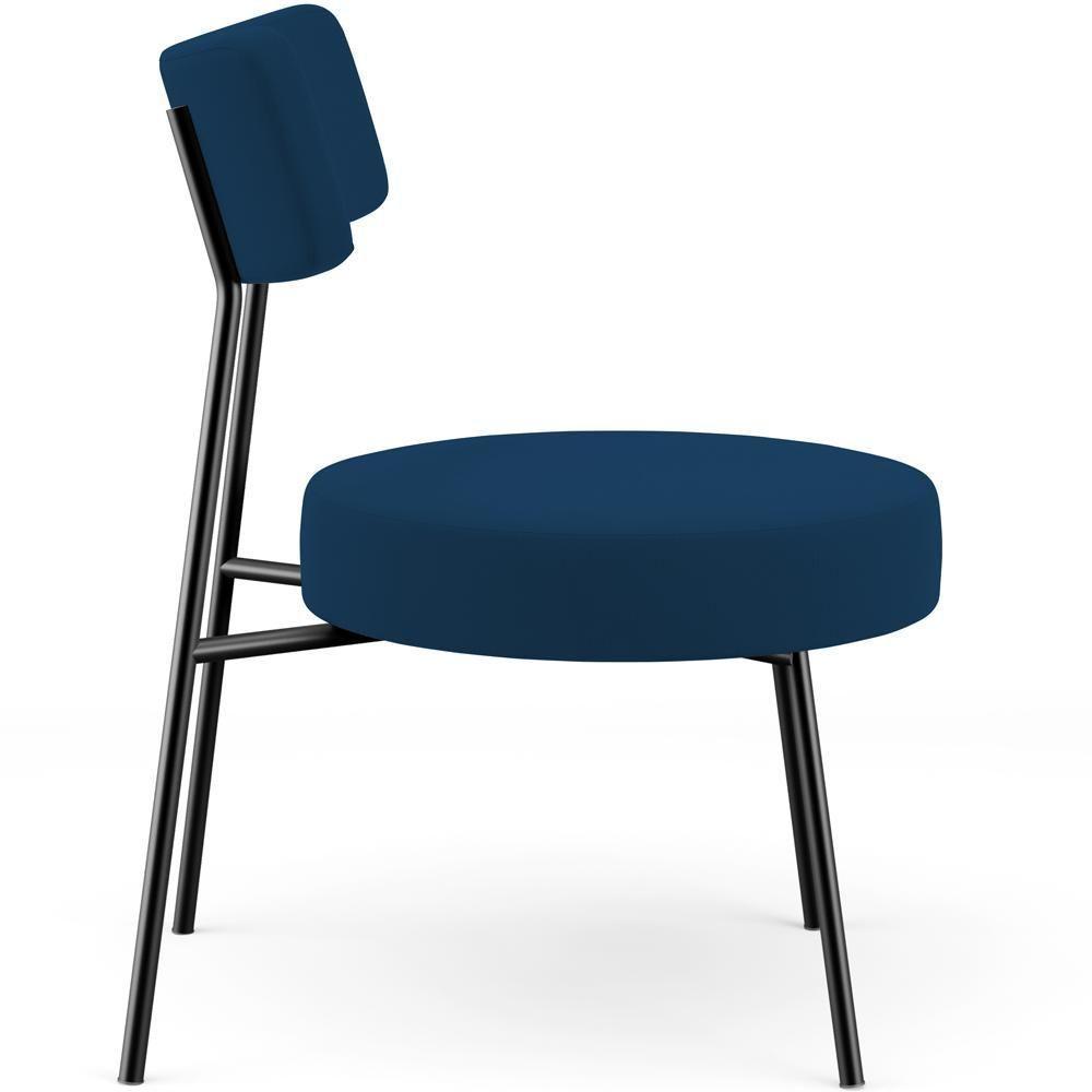 Kit 02 Poltronas Decorativas Para Sala De Estar Base Fixa Londres L02 Suede Azul Marinho - Lyam - 2