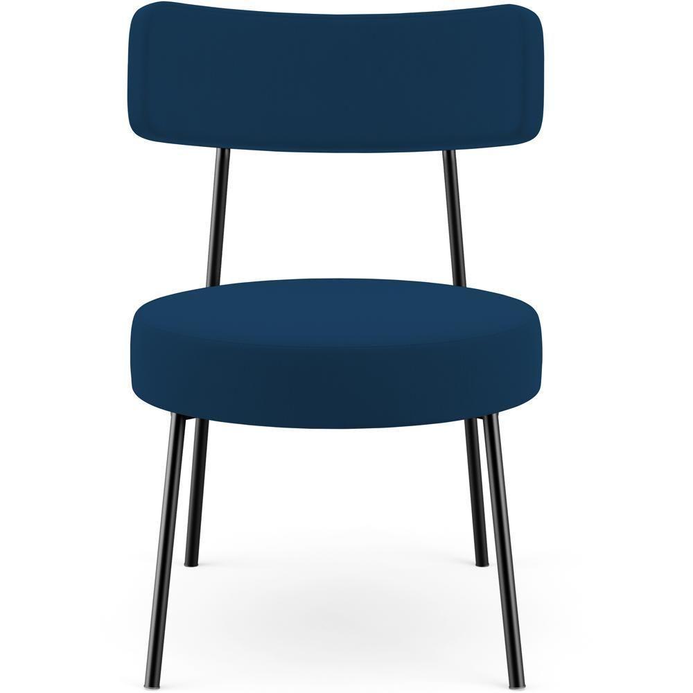 Kit 02 Poltronas Decorativas Para Sala De Estar Base Fixa Londres L02 Suede Azul Marinho - Lyam - 3