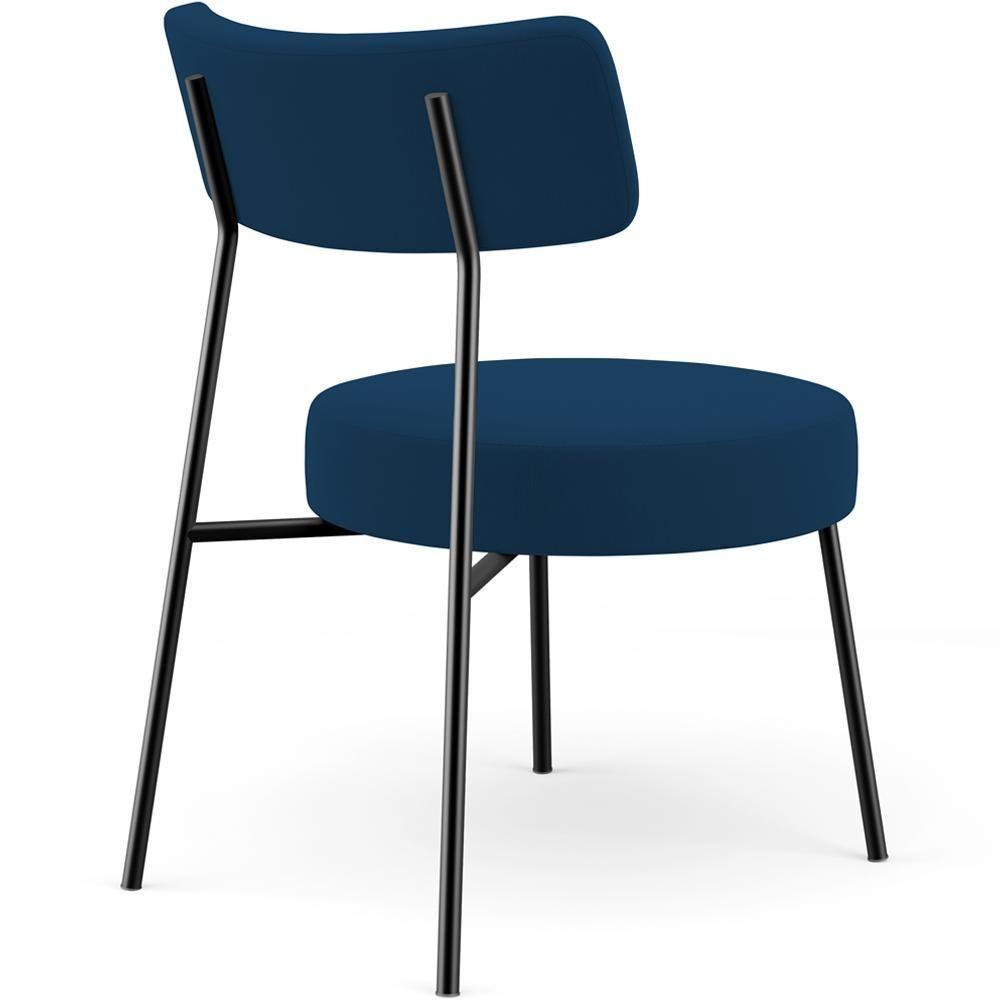 Kit 02 Poltronas Decorativas Para Sala De Estar Base Fixa Londres L02 Suede Azul Marinho - Lyam - 5