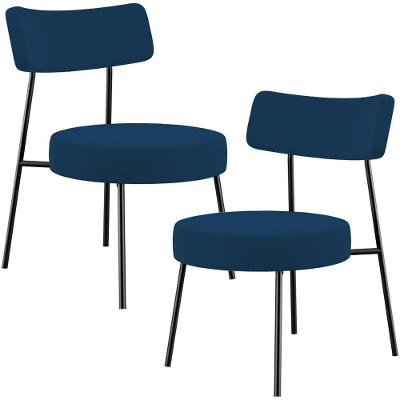 Kit 02 Poltronas Decorativas Londres L02 Para Sala De Estar Suede Azul Lyam Decor