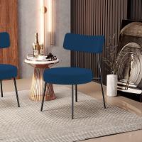 Kit 02 Poltronas Decorativas Para Sala De Estar Base Fixa Londres L02 Suede Azul Marinho - Lyam - 7