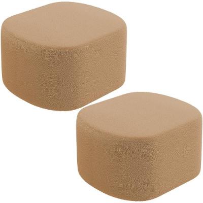 Kit 2 Puffs Decorativos Orgânico Para Living Quarto 70cm Doha W01 Bouclê Mostarda - Lyam Decor