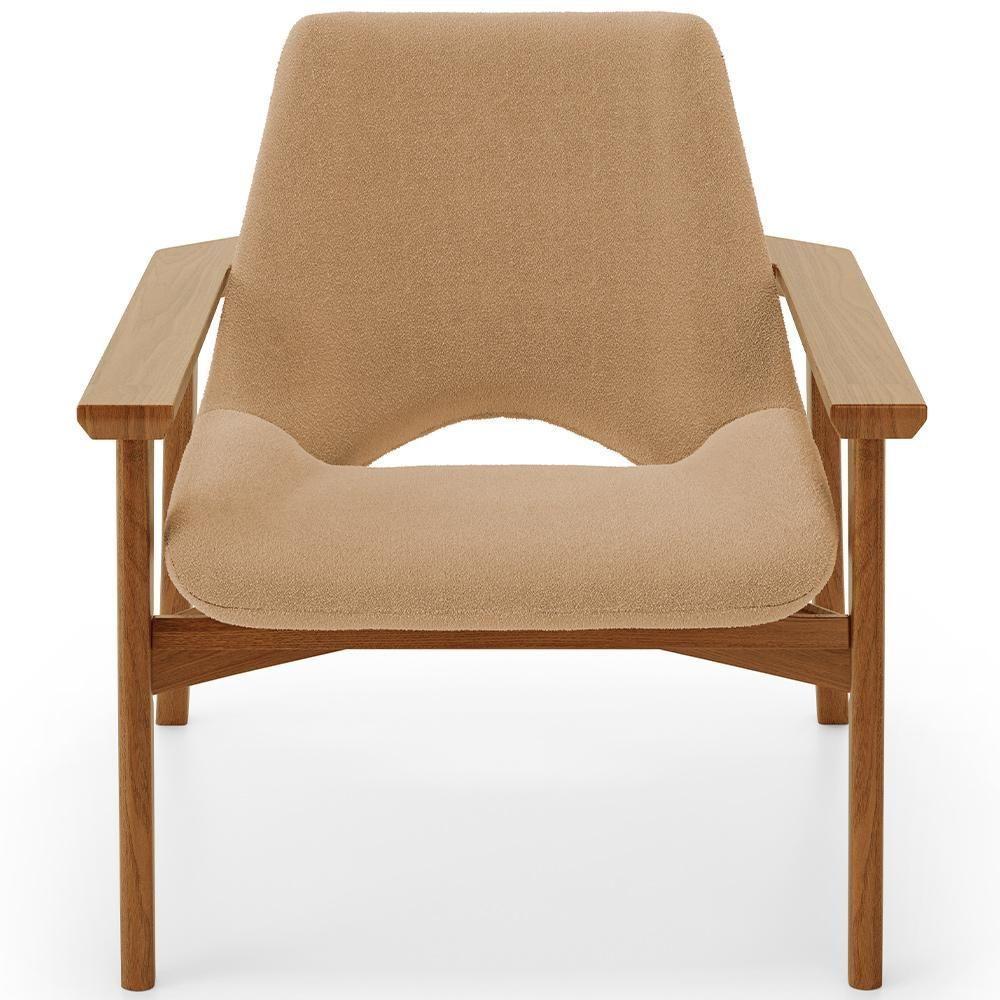 Kit 02 Poltronas Decorativa Para Sala De Estar Living Base Madeira Becker L02 Bouclê Mostarda - Lyam Decor - 5