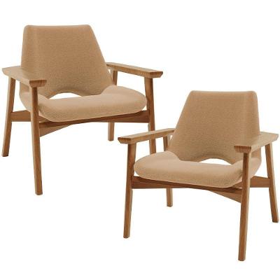 Kit 2 Poltronas Decorativas Becker L02 Sala De Estar Bouclê Mostarda Lyam Decor