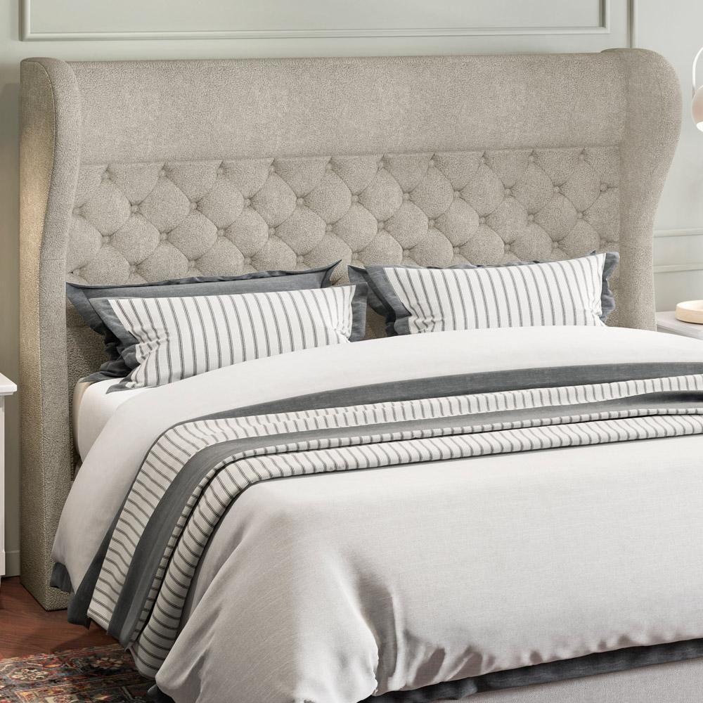 Cabeceira Cama Box King 195 Cm P05 Madrid Bouclê Creme - Lyam Decor - 5