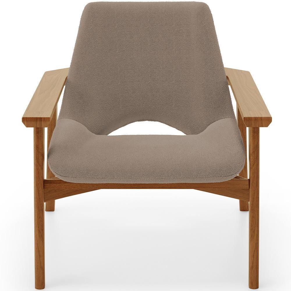 Kit 02 Poltronas Decorativa Para Sala De Estar Living Base Madeira Becker L02 Bouclê Bege - Lyam Decor - 5