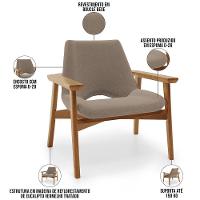 Kit 02 Poltronas Decorativa Para Sala De Estar Living Base Madeira Becker L02 Bouclê Bege - Lyam Decor - 7