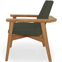 Poltrona Decorativa Para Sala De Estar Living Base Madeira Becker L02 Linho Verde Musgo - Lyam Decor - 2