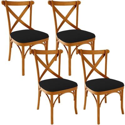 Kit 04 Cadeiras Para Sala De Jantar E Estar Living Estofada ávila L02 Suede Preto - Lyam