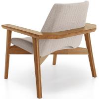 Poltrona Decorativa Para Sala De Estar Living Base Madeira Becker L02 Bouclê Creme - Lyam Decor