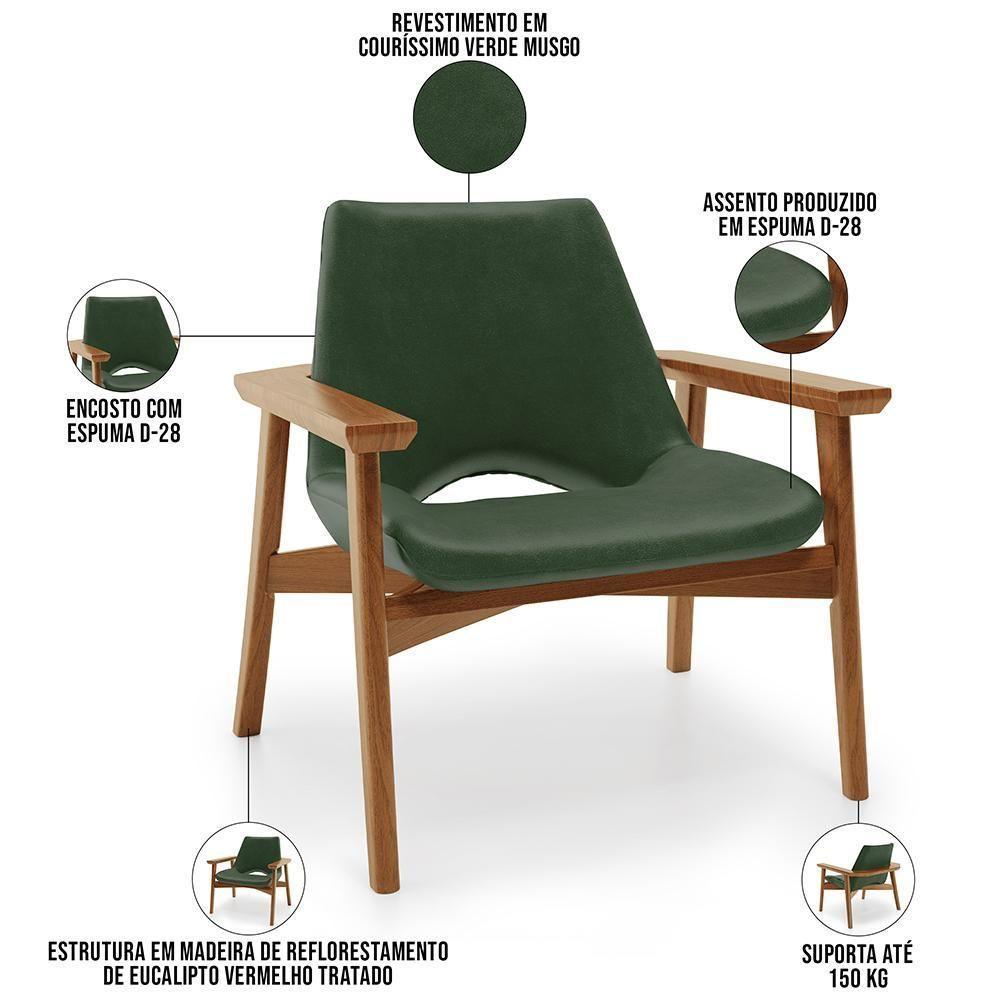 Poltrona Decorativa Para Sala De Estar Living Base Madeira Becker L02 Couríssimo Verde Musgo - Lyam Decor - 3