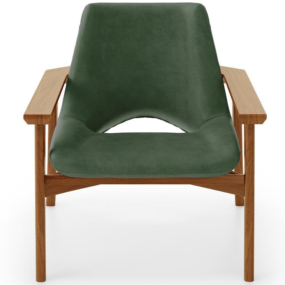 Poltrona Decorativa Para Sala De Estar Living Base Madeira Becker L02 Couríssimo Verde Musgo - Lyam Decor - 7