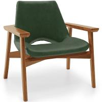 Poltrona Decorativa Para Sala De Estar Living Base Madeira Becker L02 Couríssimo Verde Musgo - Lyam Decor - 1