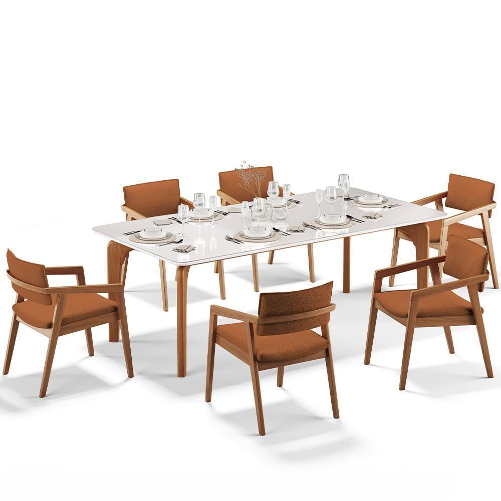 Kit 06 Cadeiras Para Sala De Jantar Estar Living Giorgia B04 Bouclê Terracota - Lyam Decor - 3