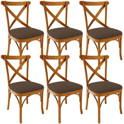 Kit 06 Cadeiras Para Sala De Jantar E Estar Living Estofada ávila L02 Suede Marrom - Lyam