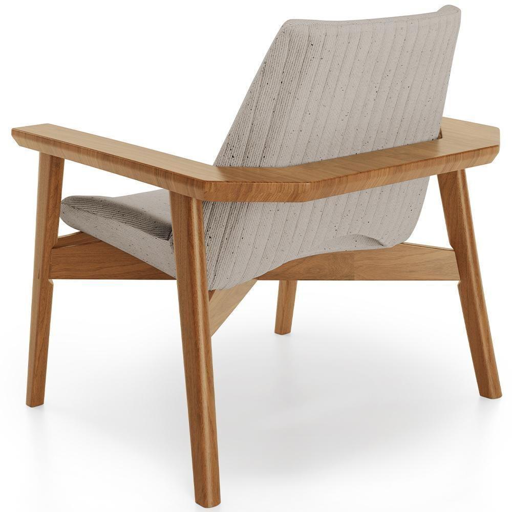 Poltrona Decorativa Para Sala De Estar Living Base Madeira Becker L02 Linho Bege - Lyam Decor - 4