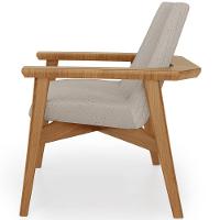 Poltrona Decorativa Para Sala De Estar Living Base Madeira Becker L02 Linho Bege - Lyam Decor - 2