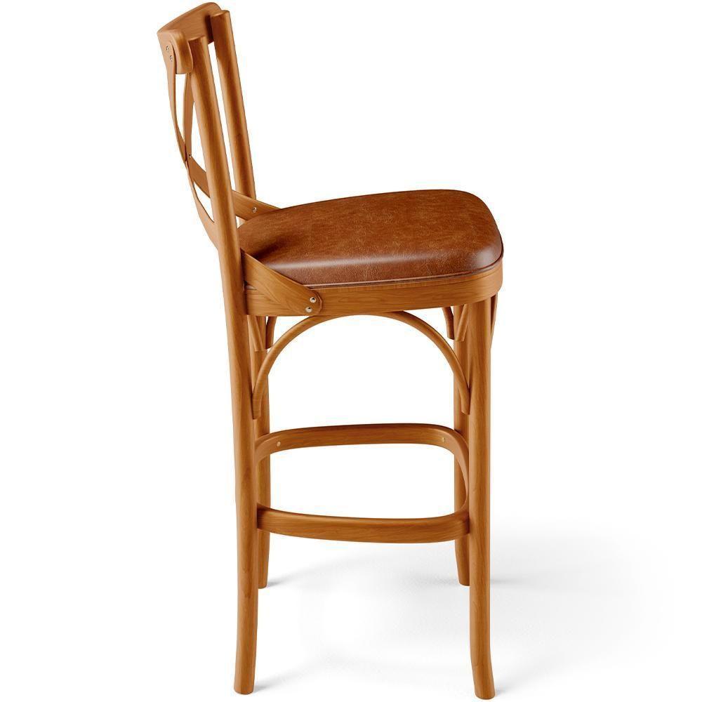 Kit 05 Banquetas Altas Cozinha Bancada Bar Sala Jantar Estofada ávila L02 Couríssimo Camel - Lyam - 6