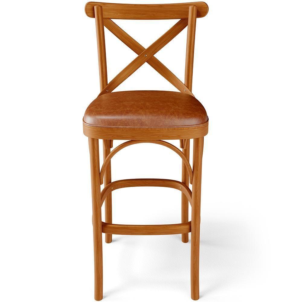 Kit 05 Banquetas Altas Cozinha Bancada Bar Sala Jantar Estofada ávila L02 Couríssimo Camel - Lyam - 8