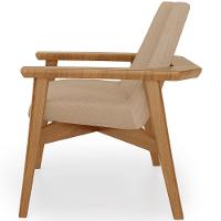 Poltrona Decorativa Para Sala De Estar Living Base Madeira Becker L02 Linho Bege Escuro - Lyam Decor - 2