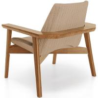 Poltrona Decorativa Para Sala De Estar Living Base Madeira Becker L02 Linho Bege Escuro - Lyam Decor