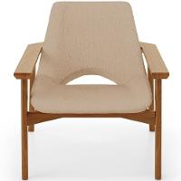 Poltrona Decorativa Para Sala De Estar Living Base Madeira Becker L02 Linho Bege Escuro - Lyam Decor - 5