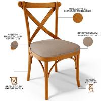 Kit 06 Cadeiras Para Sala De Jantar E Estar Living Estofada ávila L02 Linho Bege Escuro - Lyam - 6