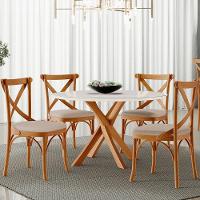 Kit 06 Cadeiras Para Sala De Jantar E Estar Living Estofada ávila L02 Linho Bege Escuro - Lyam - 8