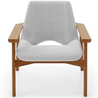 Kit 02 Poltronas Decorativa Para Sala De Estar Living Base Madeira Becker L02 Bouclê Cinza - Lyam Decor - 5