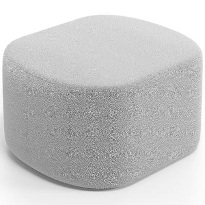 Puff Decorativo Orgânico Para Living Quarto 70cm Doha W01 Bouclê Cinza - Lyam Decor