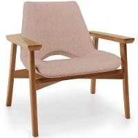 Poltrona Decorativa Para Sala De Estar Living Base Madeira Becker L02 Linho Rosê - Lyam Decor - 1