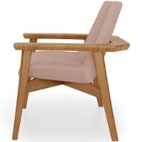 Poltrona Decorativa Para Sala De Estar Living Base Madeira Becker L02 Linho Rosê - Lyam Decor - 2