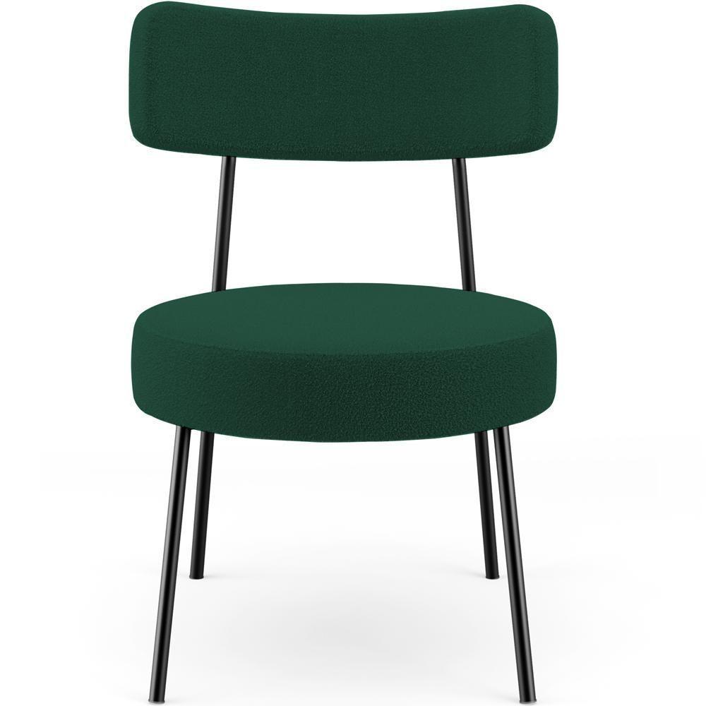 Kit 02 Poltronas Decorativas Para Sala De Estar Base Fixa Londres L02 Bouclê Verde - Lyam - 3