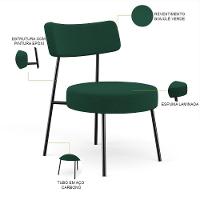 Kit 02 Poltronas Decorativas Para Sala De Estar Base Fixa Londres L02 Bouclê Verde - Lyam - 8