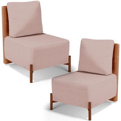 Kit 2 Poltronas Decorativas Hungria L02 Sala De Estar Rosa Lyam Decor