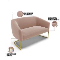 Sofá Namoradeira 2 Lugares Industrial Dourado Stella Bouclê Rosê D03 - D'rossi - 5
