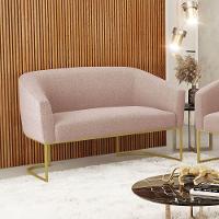 Sofá Namoradeira 2 Lugares Industrial Dourado Stella Bouclê Rosê D03 - D'rossi - 6