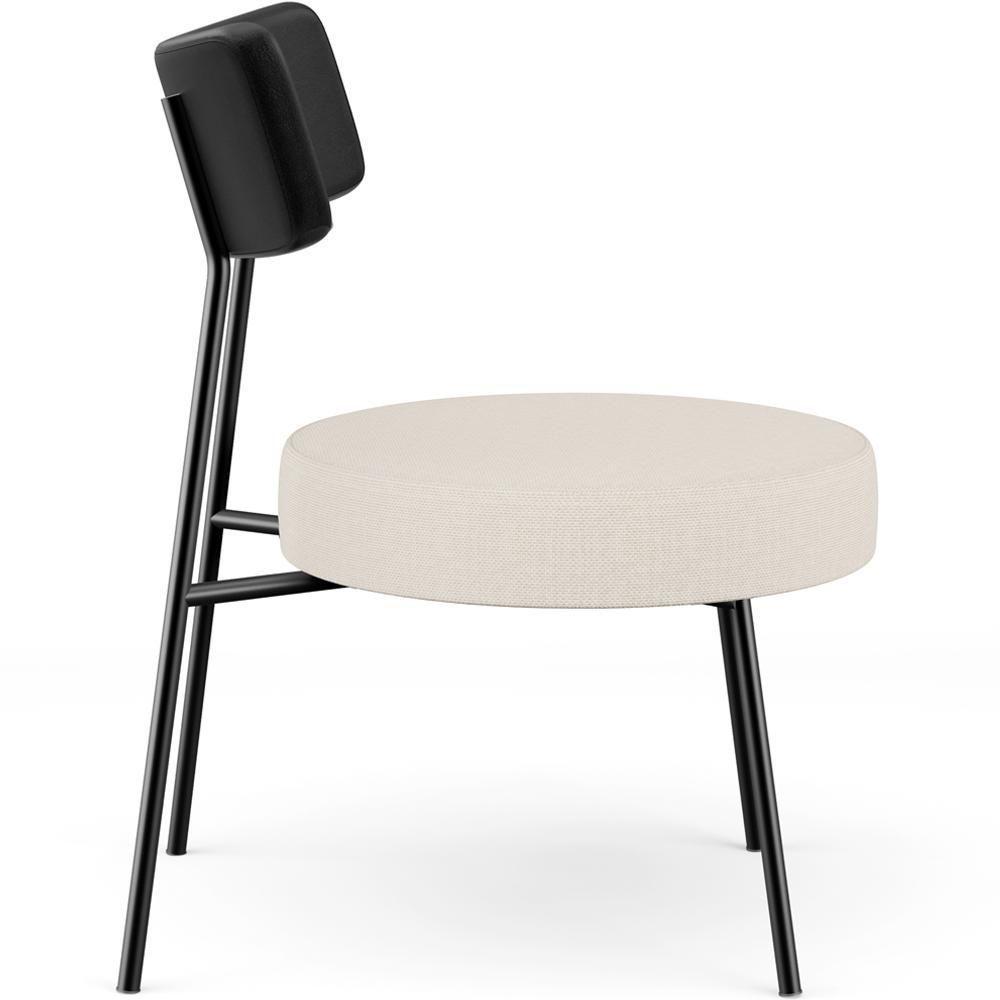 Kit 02 Poltronas Decorativas Para Sala De Estar Base Fixa Londres L02 Couríssimo Preto Linho Bege - Lyam - 2