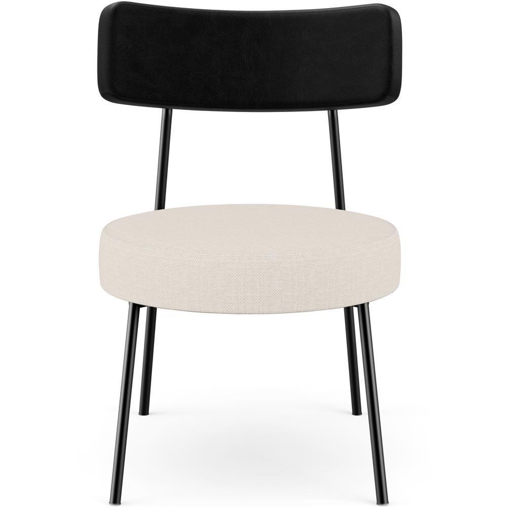 Kit 02 Poltronas Decorativas Para Sala De Estar Base Fixa Londres L02 Couríssimo Preto Linho Bege - Lyam - 3