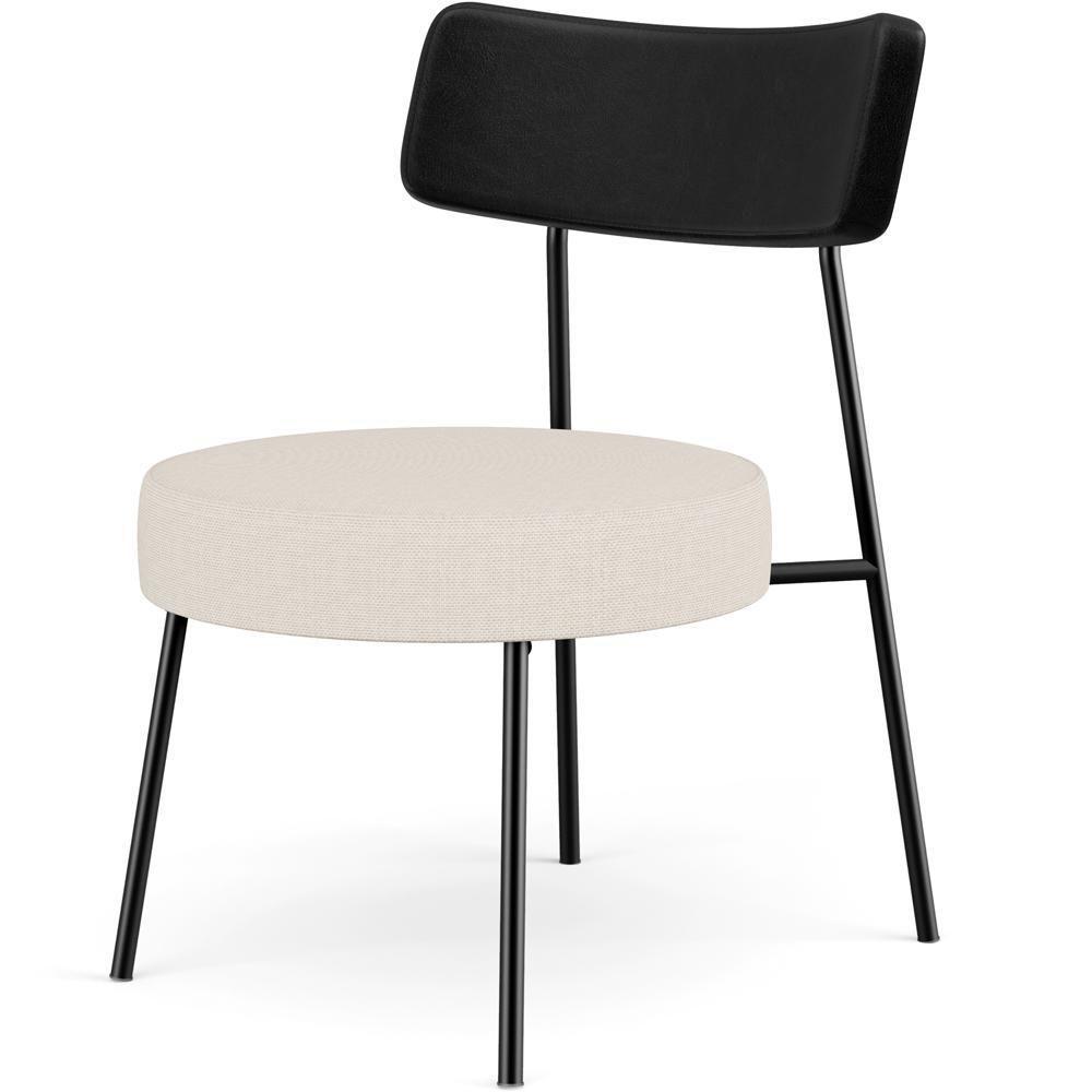 Kit 02 Poltronas Decorativas Para Sala De Estar Base Fixa Londres L02 Couríssimo Preto Linho Bege - Lyam - 6