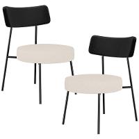 Kit 02 Poltronas Decorativas Para Sala De Estar Base Fixa Londres L02 Couríssimo Preto Linho Bege - Lyam - 1