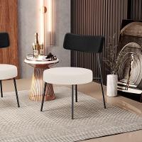 Kit 02 Poltronas Decorativas Para Sala De Estar Base Fixa Londres L02 Couríssimo Preto Linho Bege - Lyam - 7