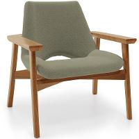 Poltrona Decorativa Para Sala De Estar Living Base Madeira Becker L02 Bouclê Oliva - Lyam Decor - 1