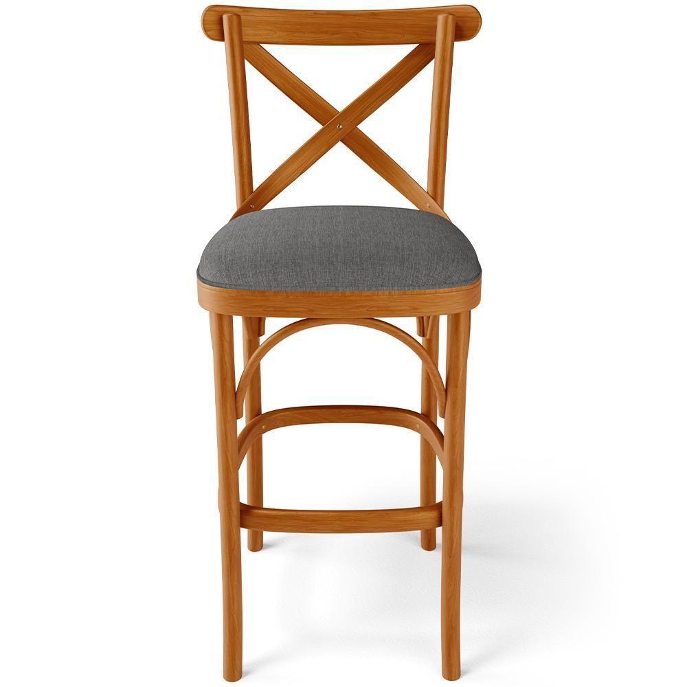 Kit 04 Banquetas Altas Cozinha Bancada Bar Sala Jantar Estofada ávila L02 Linho Cinza Escuro - Lyam - 3