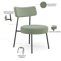 Kit 02 Poltronas Decorativas Para Sala De Estar Base Fixa Londres L02 Bouclê Oliva - Lyam - 8